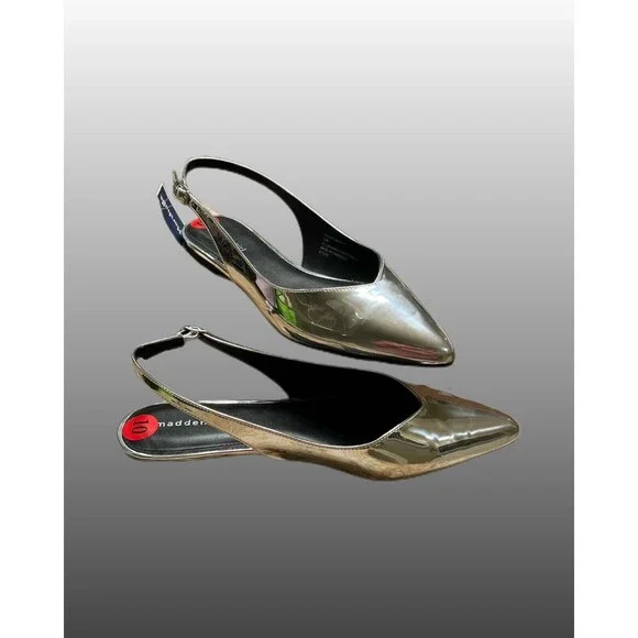 “Madden Girl” Slingback Metallic Silver Mirror Flats Size 10 *New - Picture 6 of 6